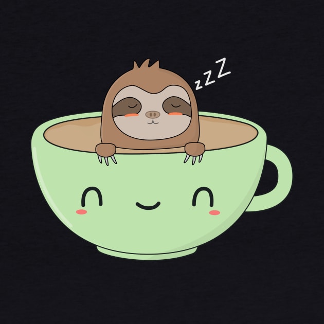 Cute Cartoon Coffee Sloth by happinessinatee